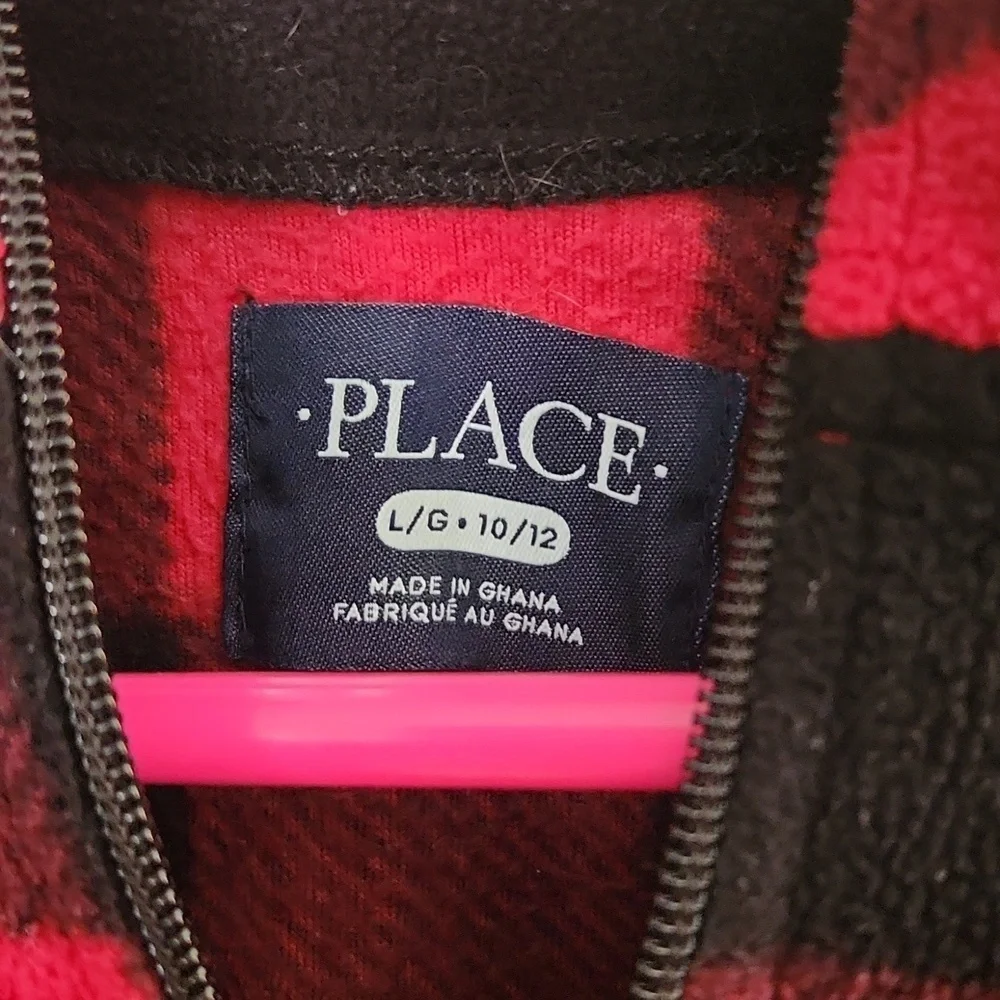 Children's Place Buffalo Plaid Fleece Zip Up